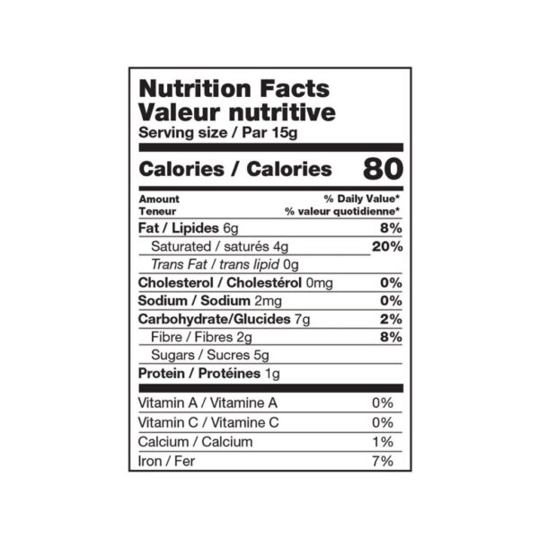vegan chocolate chips nutritional table