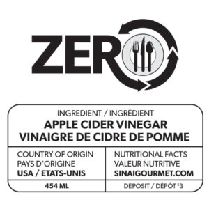 Étiquette de vinaigre de cidre de pomme ZERO