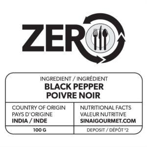 Étiquette de poivre noir ZERO