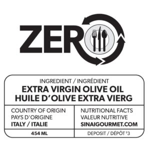 Étiquette d'huile d'olive extra vierge ZERO